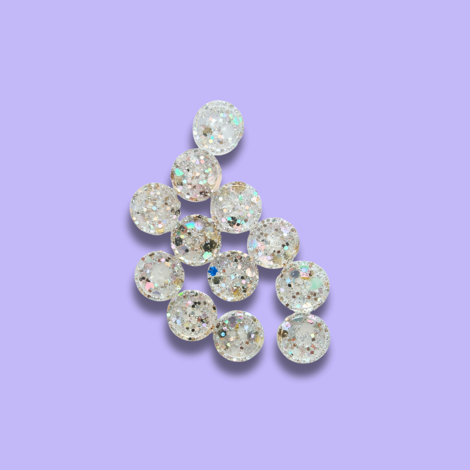 Knappar 15 mm [silverglittriga, styckvis]