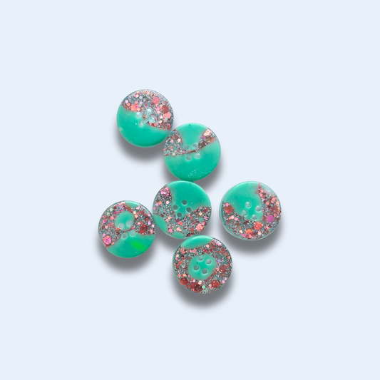 Knappar 20 mm [mint med glitter, 6 st]