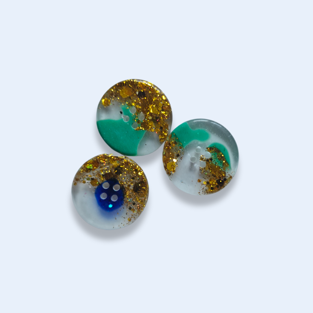 Knappar 25 mm [guldmix, 3 st]