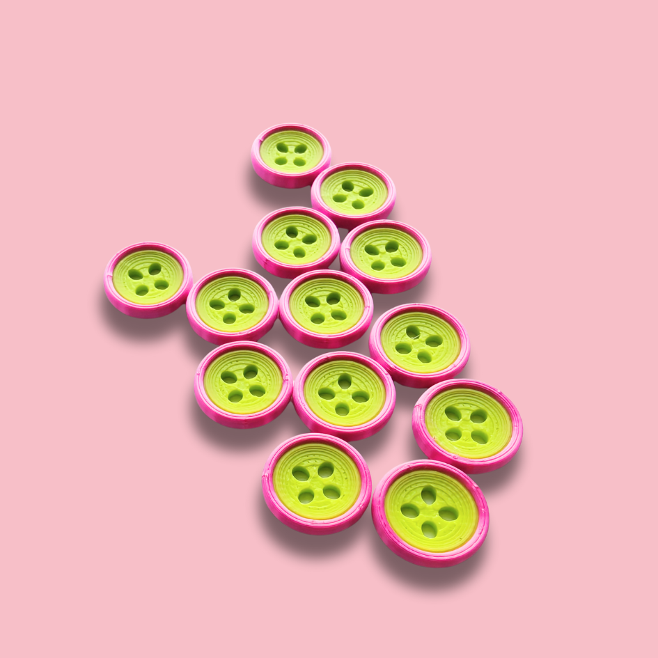 Knappar 17 mm [lime/metallic cerise, styckvis]
