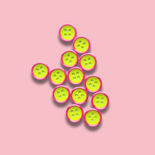 Knappar 17 mm [lime/metallic cerise, styckvis]