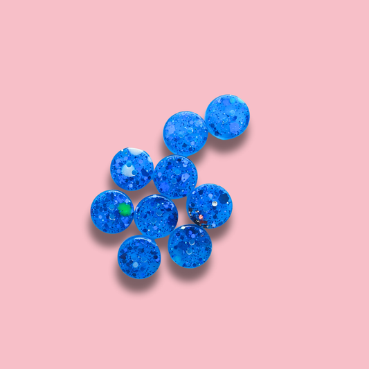 Knappar 12 mm [blåglittriga, 9 st]