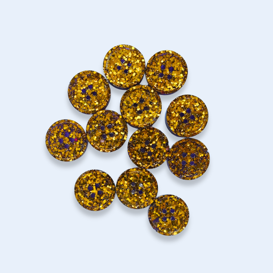 Knappar 20 mm [guld på djup lila, styckvis]