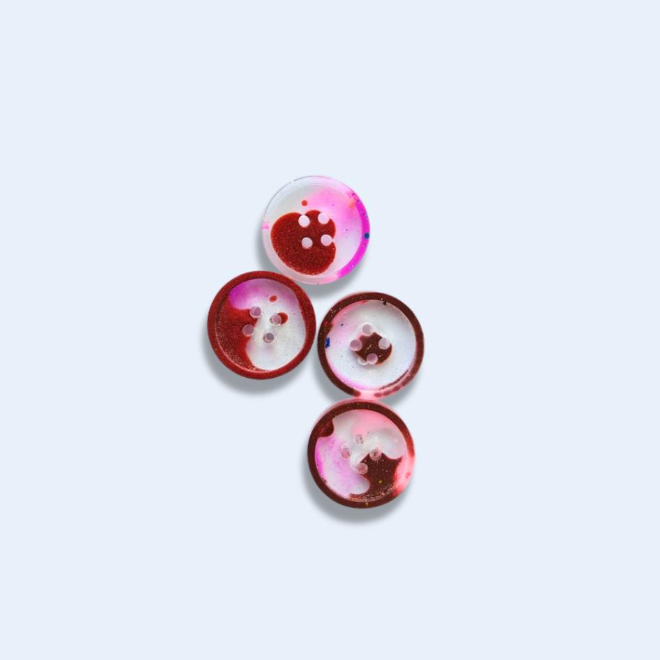 Knappar 20 mm [rosa och vinrött, 4 st]