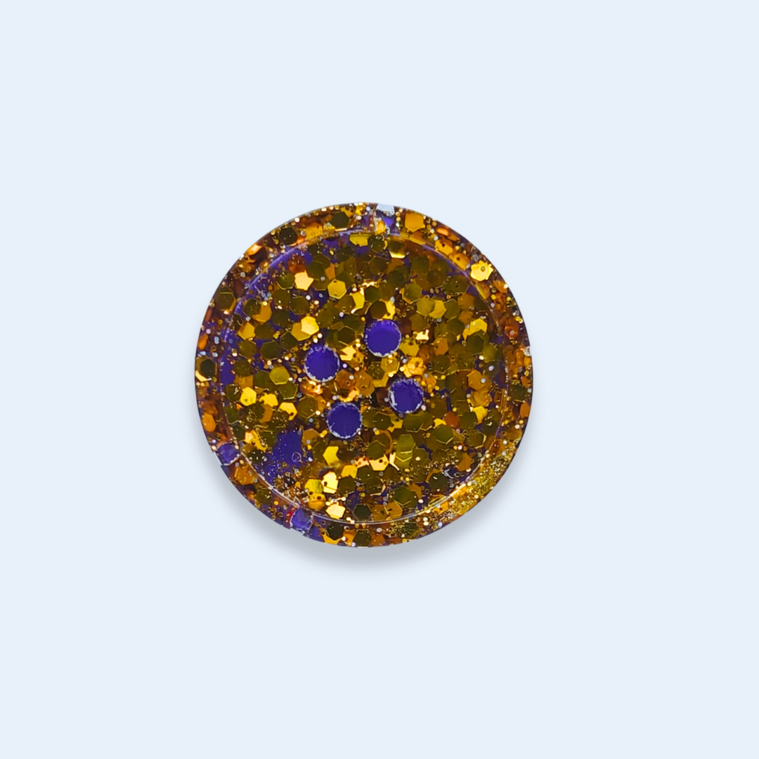 Knappar 20 mm [guld på djup lila, styckvis]