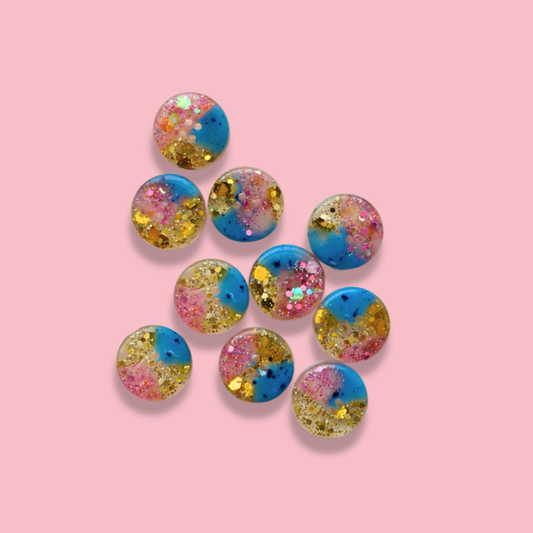 Knappar 15 mm [guld/rosa/blå, styckvis]