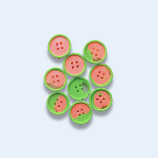 Knappar 20 mm [grön & aprikos, 9 st]