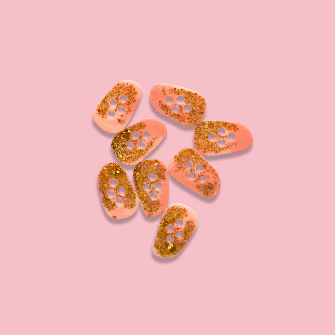 Knappar 15x20 mm [laxrosa/peach/guld]