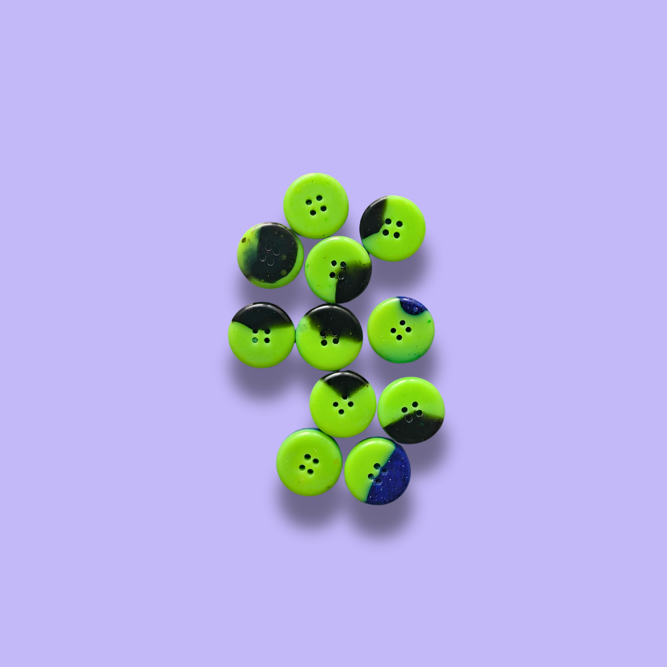 Knappar 15 mm [grön/svart, styckvis]