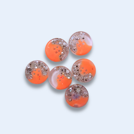 Knappar 15 mm [orange/glitter, 6 st]