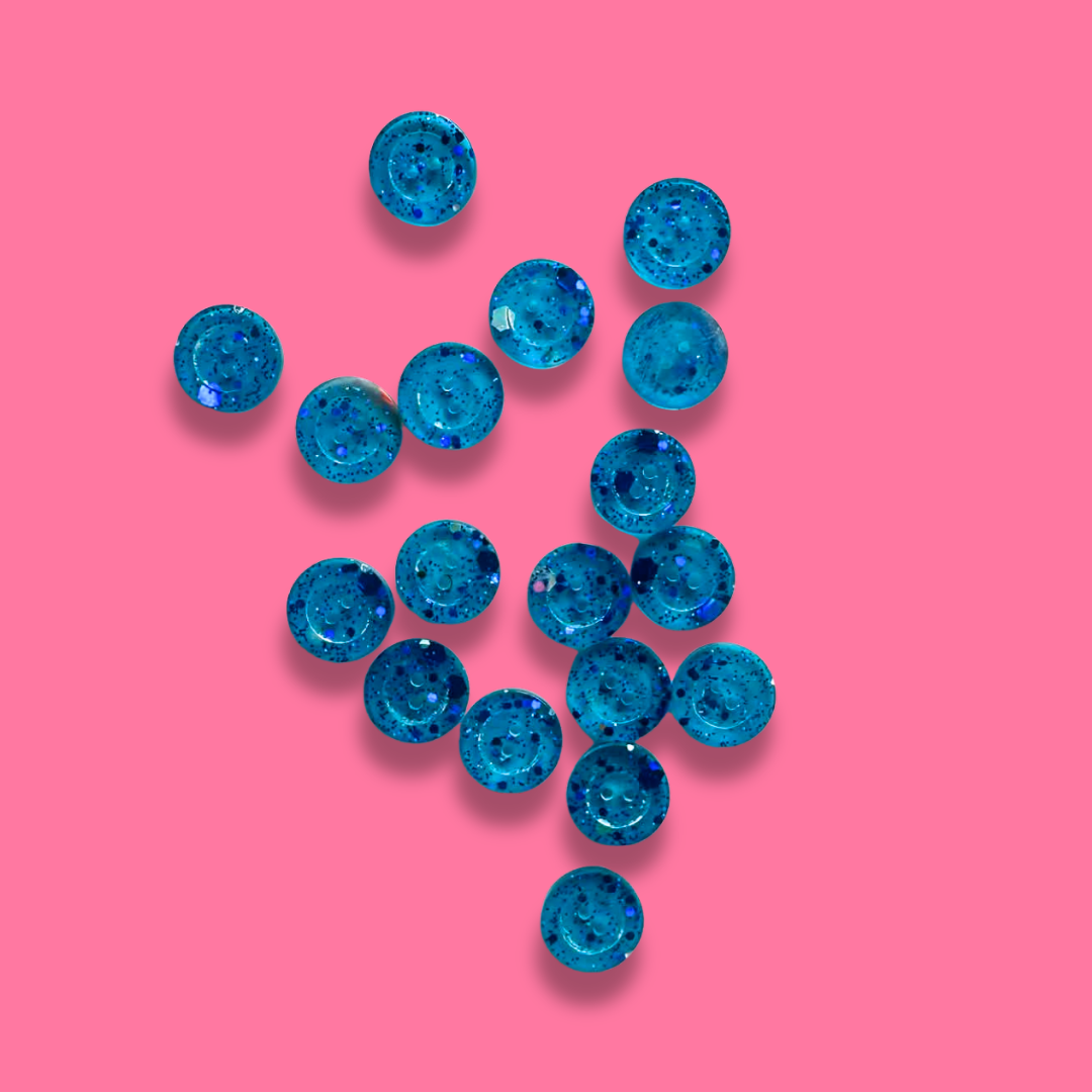 Knappar 12 mm [blått glitter, styckvis]