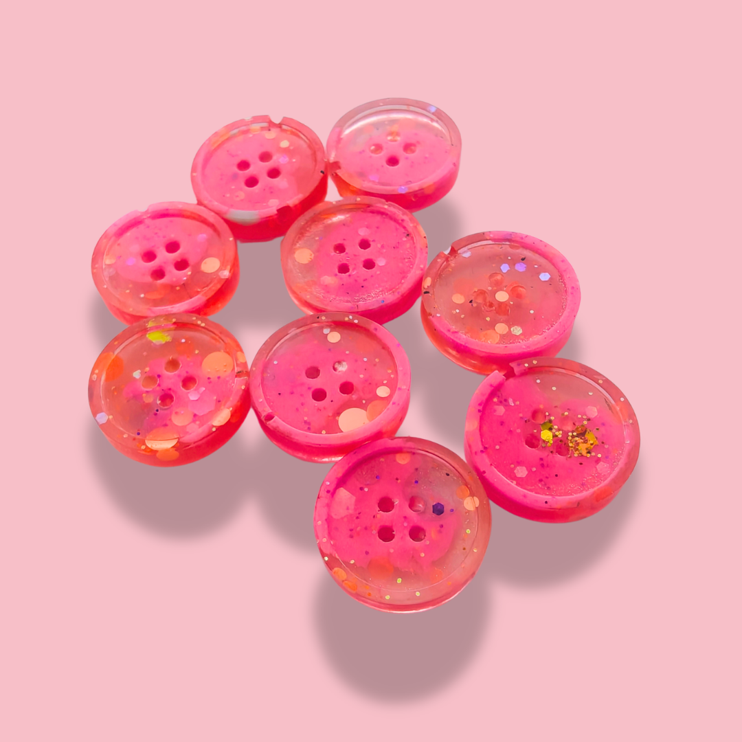 Knappar 15 mm [rosa neon & mandarin, 9 st]