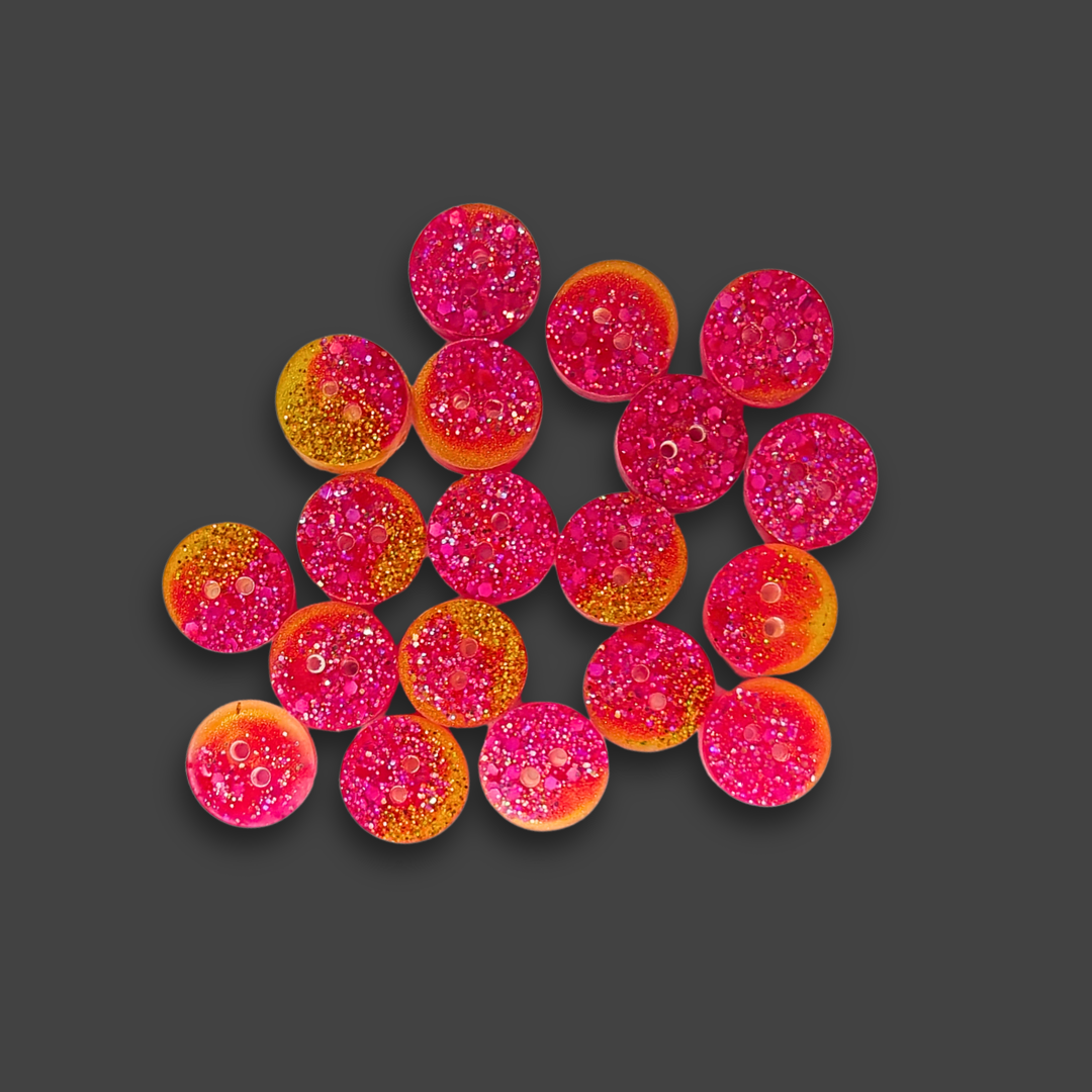 Knappar 10 mm [rosa/gula glittriga, styckvis]