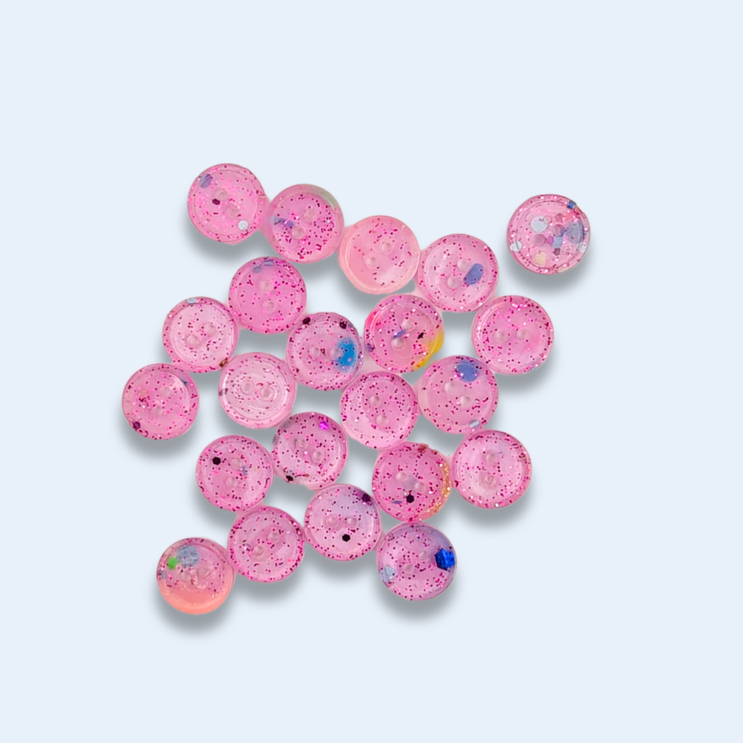Knappar 10 mm [rosa glitter, styckvis]
