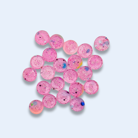 Knappar 10 mm [rosa glitter, styckvis]