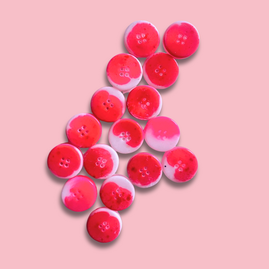 Knappar 25 mm [vit och neonrosa]