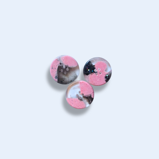 Knappar 25 mm [rosa och svart, 3 st]