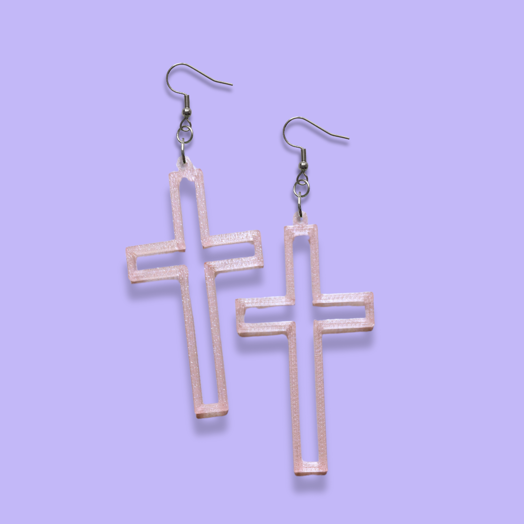 Örhängen [stora rosa kors]