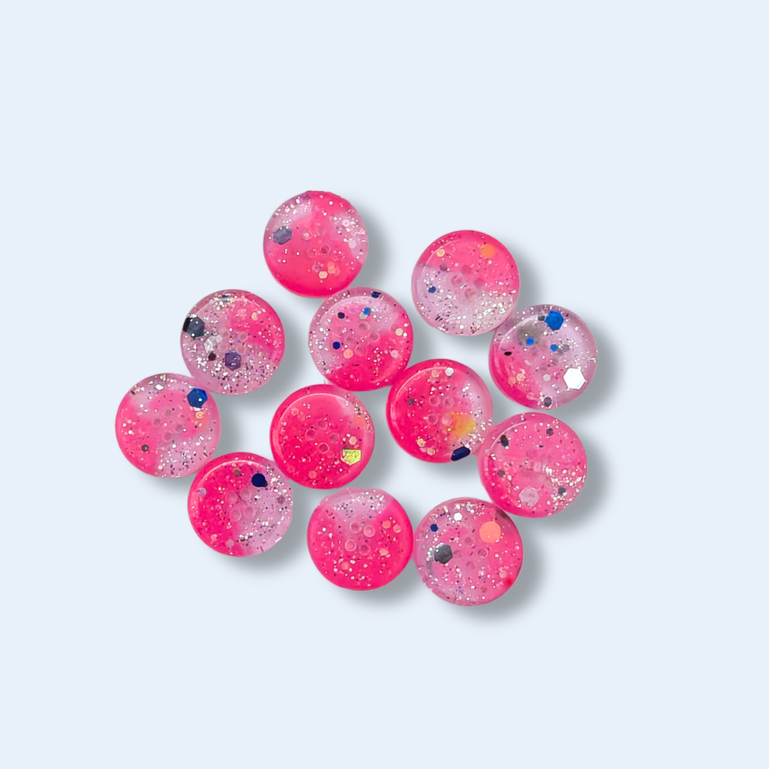 Knappar 15 mm [neonrosa glitter, styckvis]
