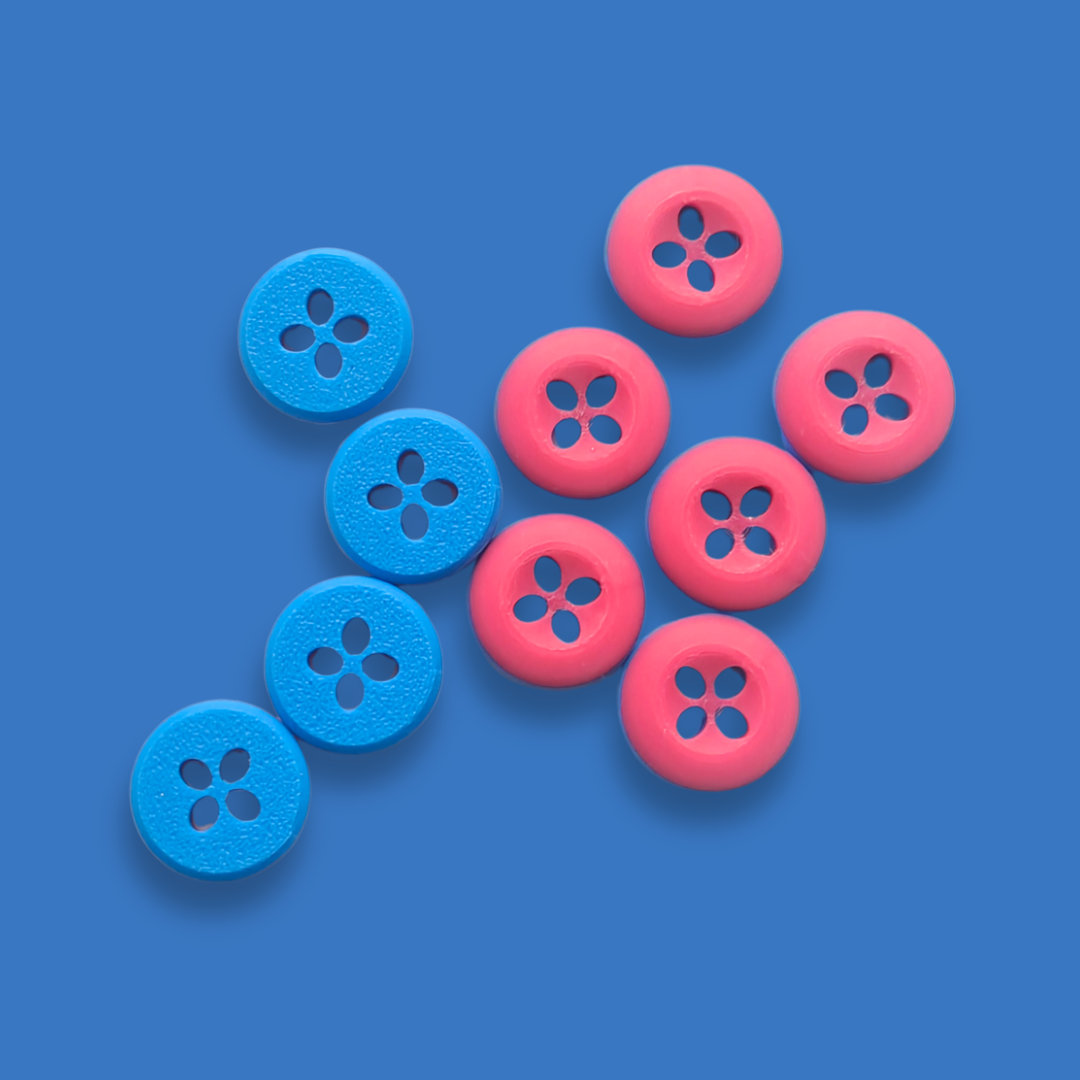 Knappar 20 mm [dubbelsidiga rosa/blå, styckvis]