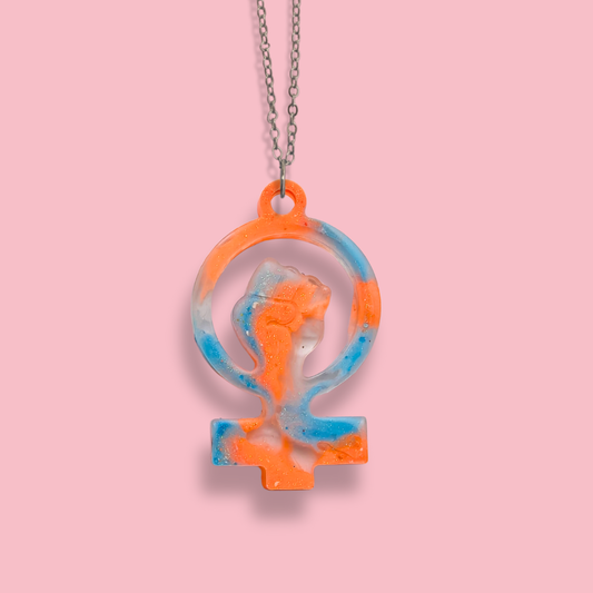 Halsband kvinnotecken [blå/orange]