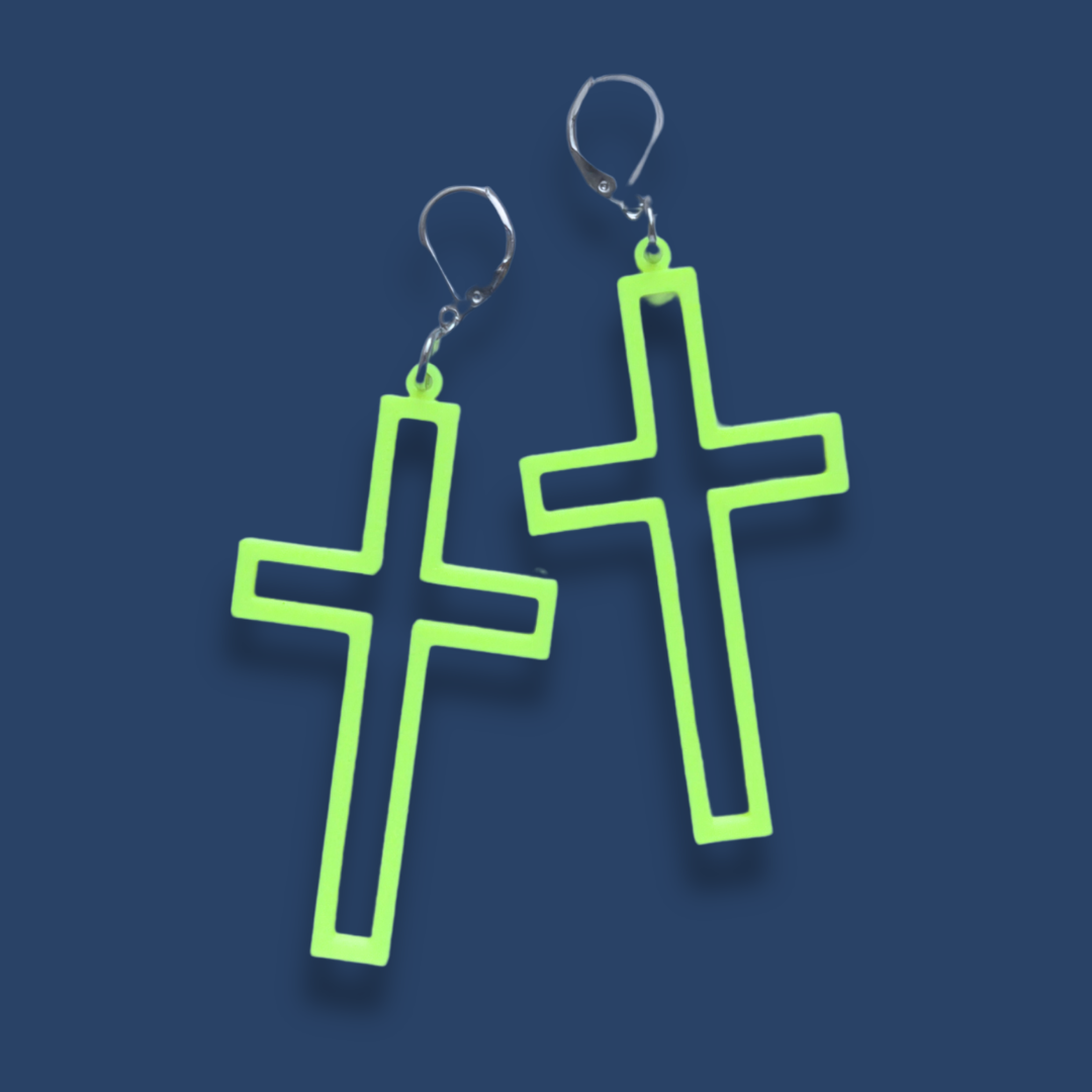 Örhängen [stora neongula kors]