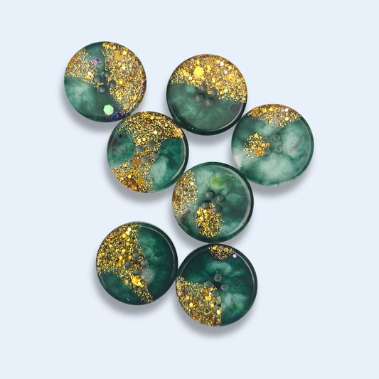 Knappar 25 mm [guld i grön dimma, styckvis]
