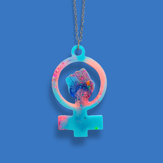 Halsband kvinnotecken [blå/rosa]