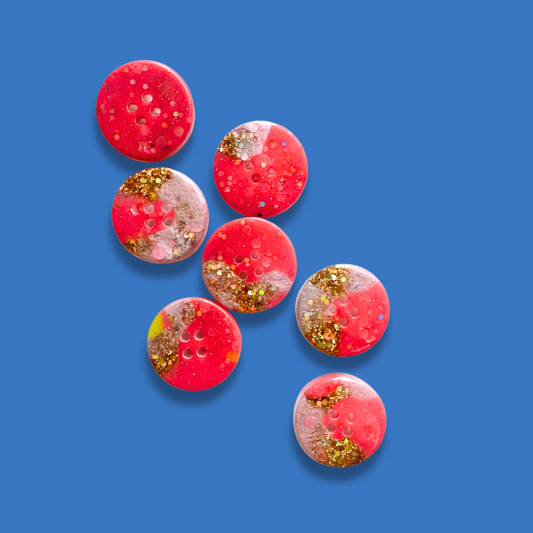 Knappar 20 mm [guld/hallonrosa, styckvis]