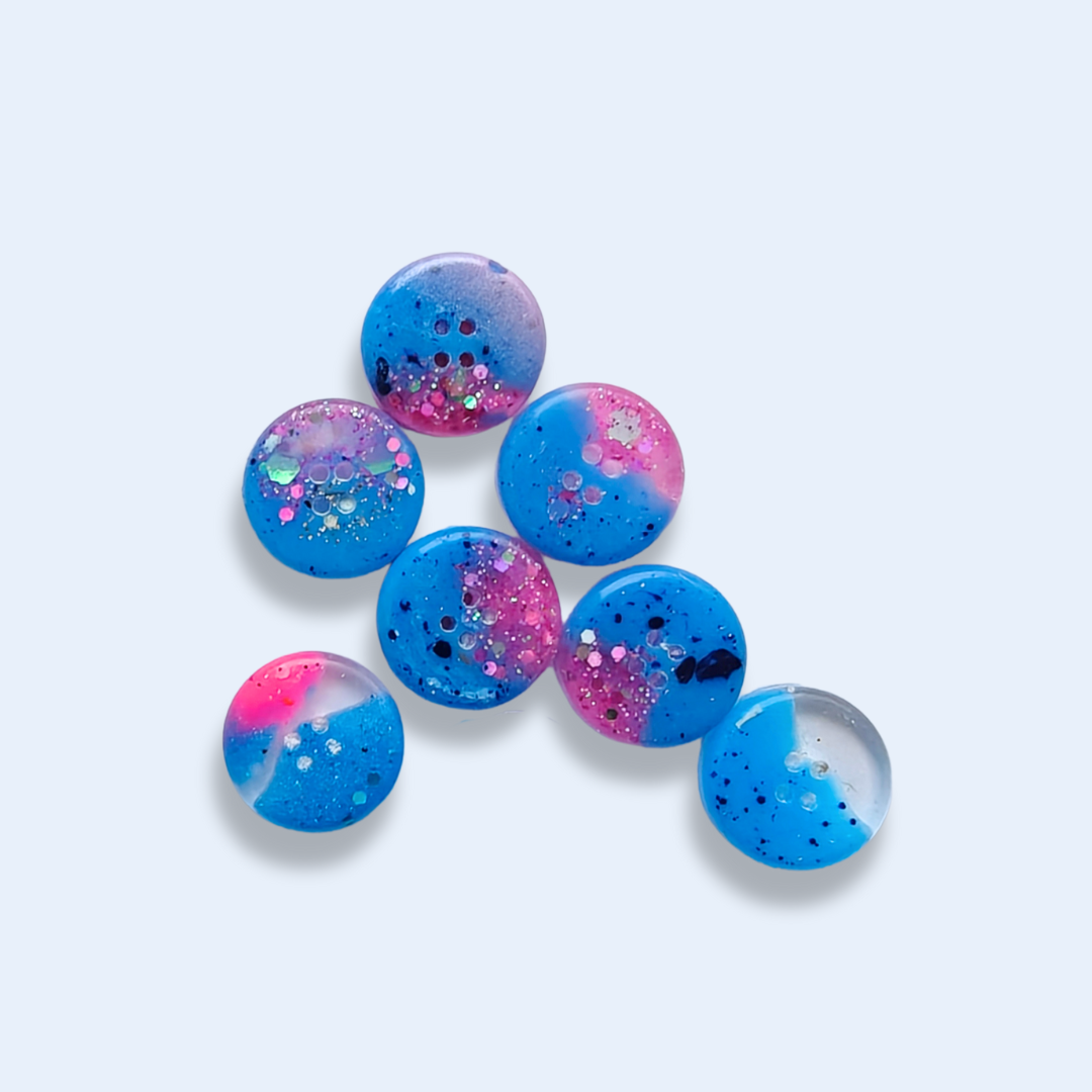 Knappar 15 mm [rosa/blå, 7 st]