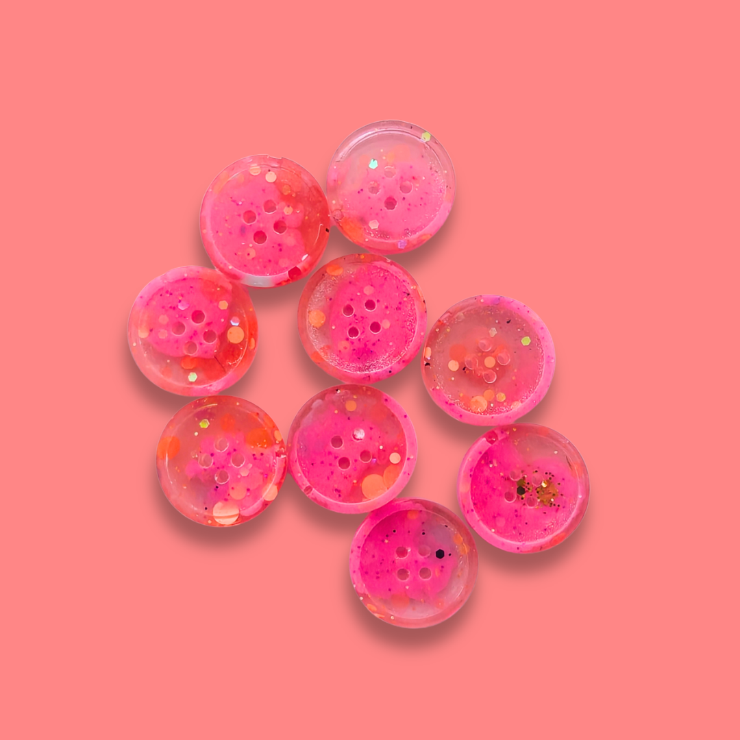 Knappar 15 mm [rosa neon & mandarin, 9 st]