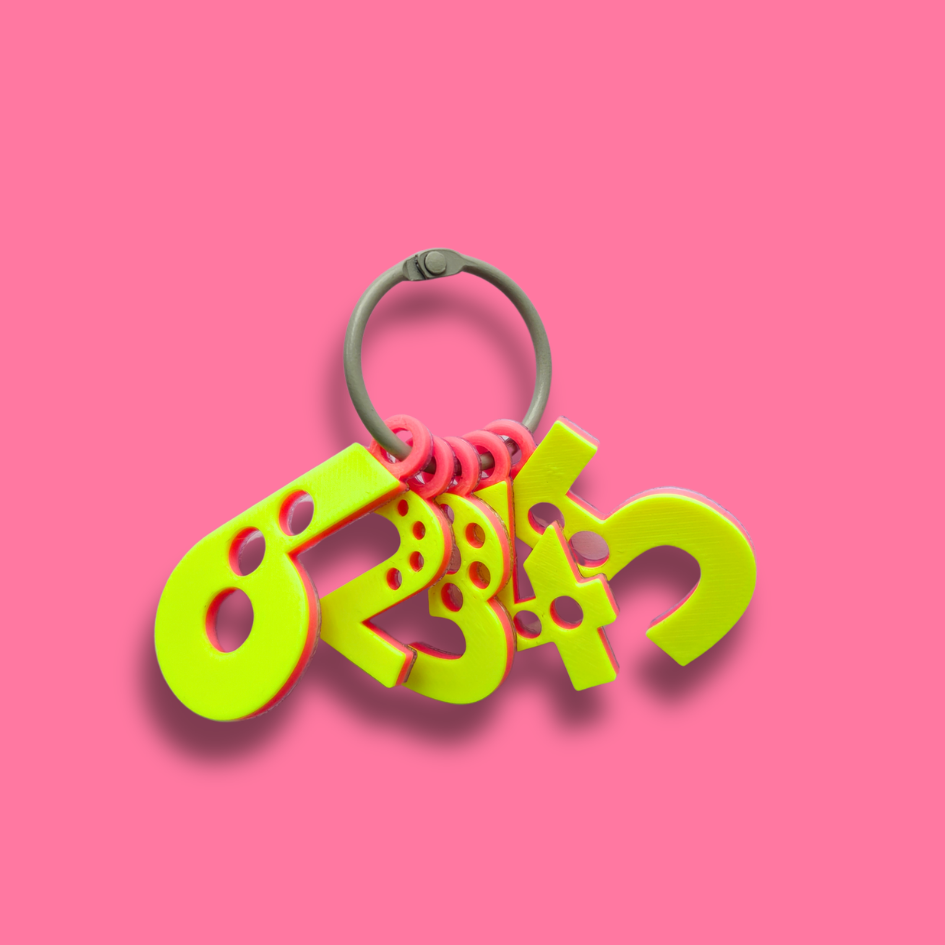 Stickmått nyckelring [neongul/rosa]