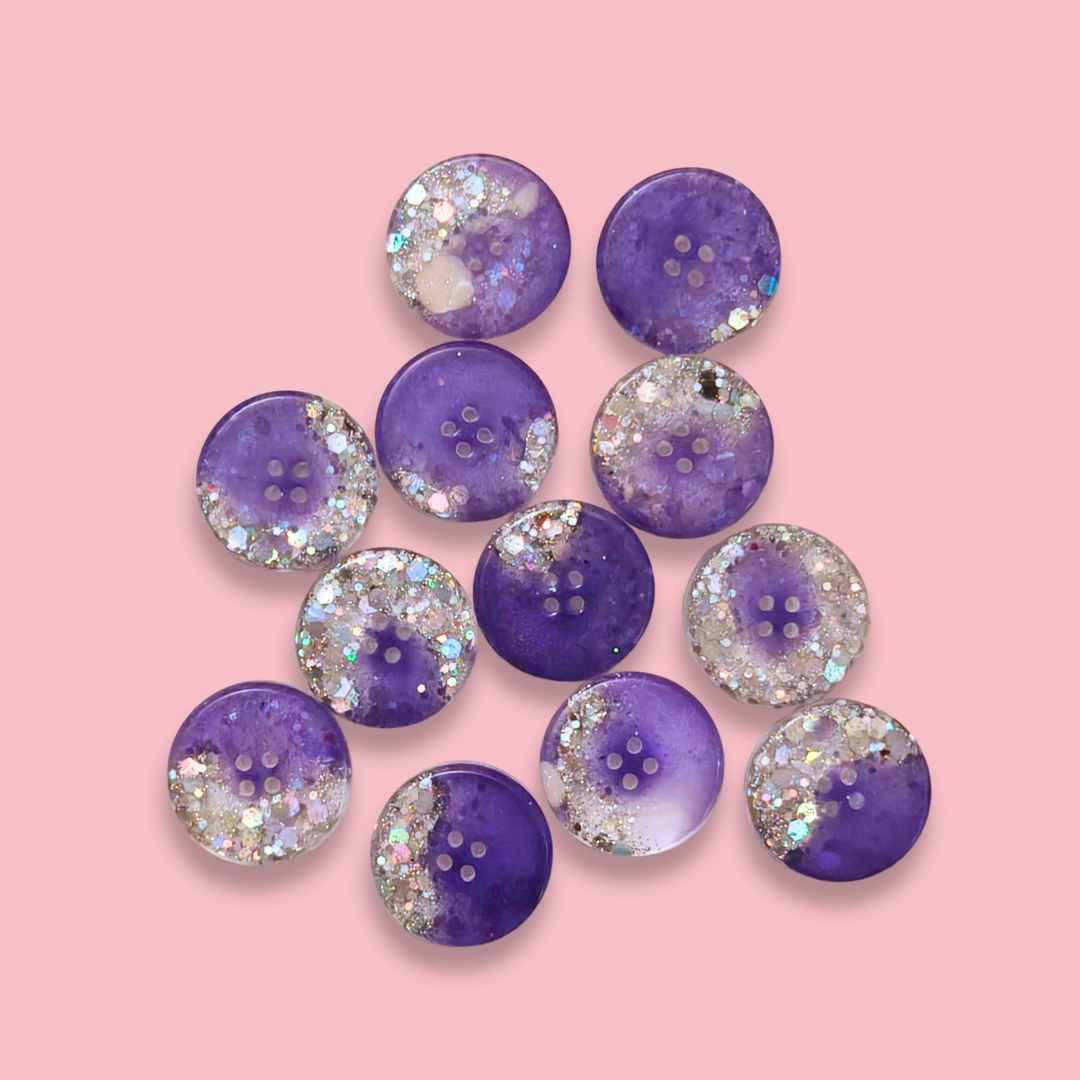 Knappar 25 mm [lila/glitter, styckvis]