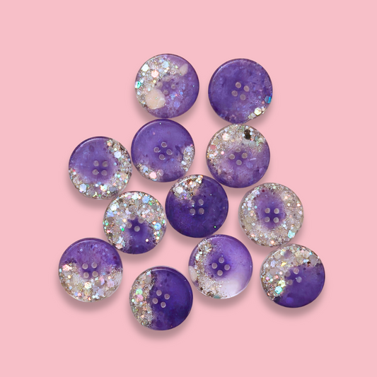 Knappar 25 mm [lila/glitter, styckvis]