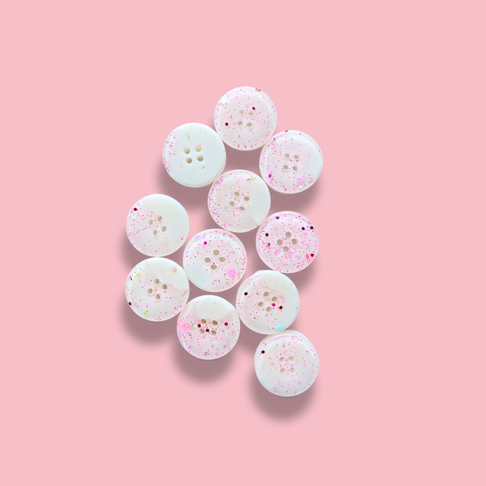 Knappar 20 mm [vita med glitter, styckvis]
