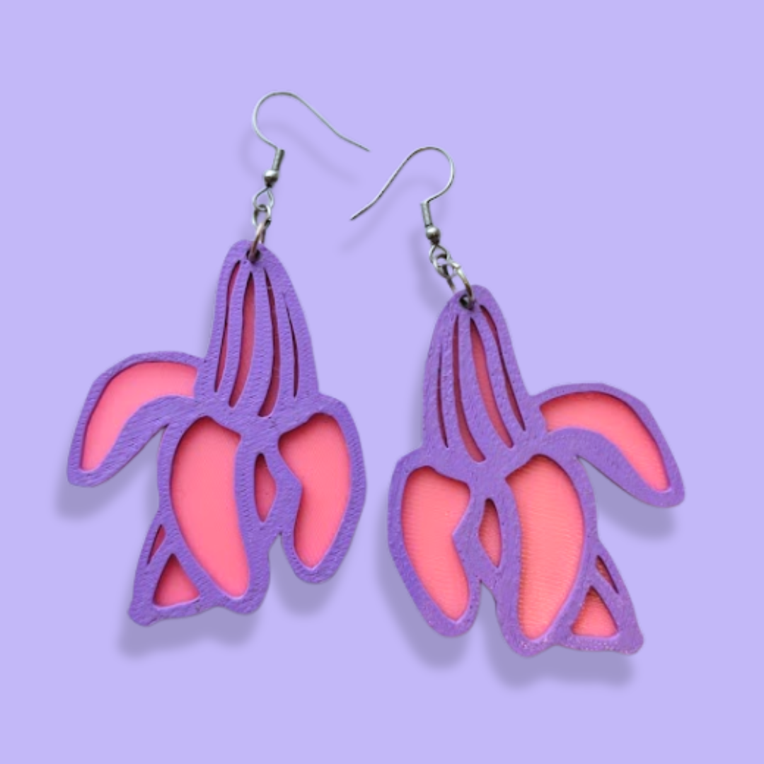 Örhängen [rosa och lila bananer]