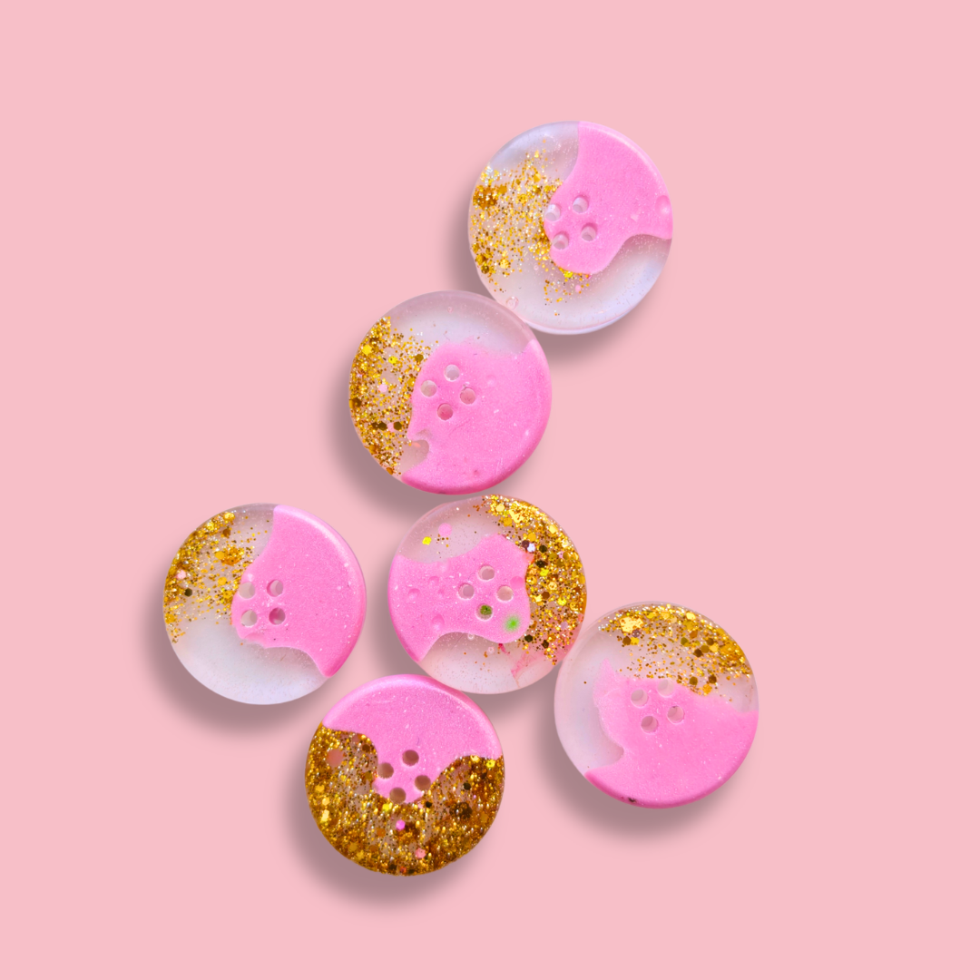 Knappar 25 mm [rosa och guld, styckvis]