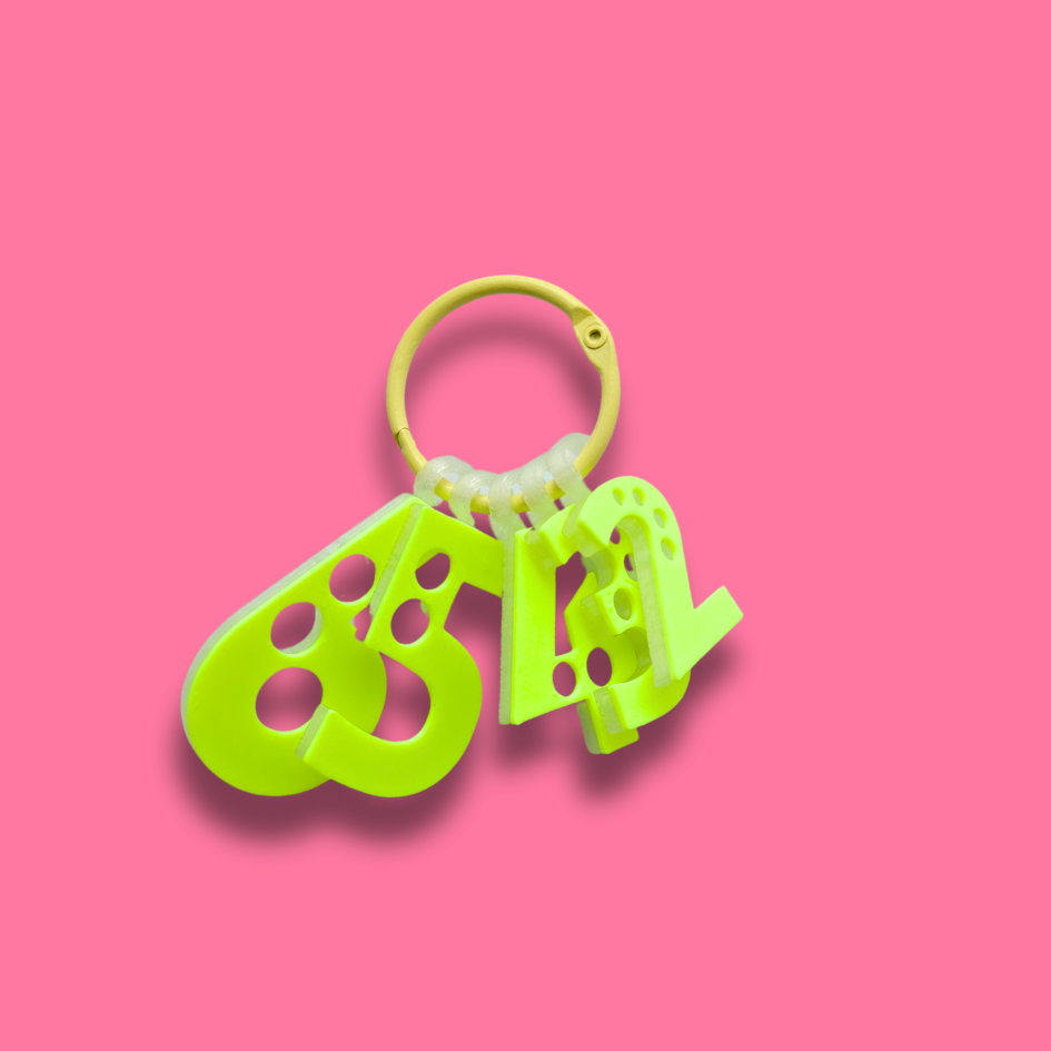 Stickmått nyckelring [neongul/självlysande]