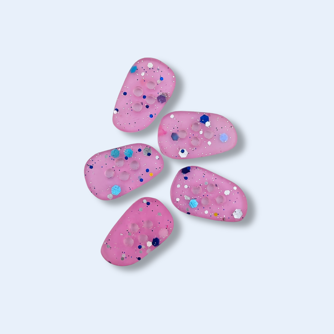 Knappar 15x20 mm [laxrosa/peach/guld, 5 st]