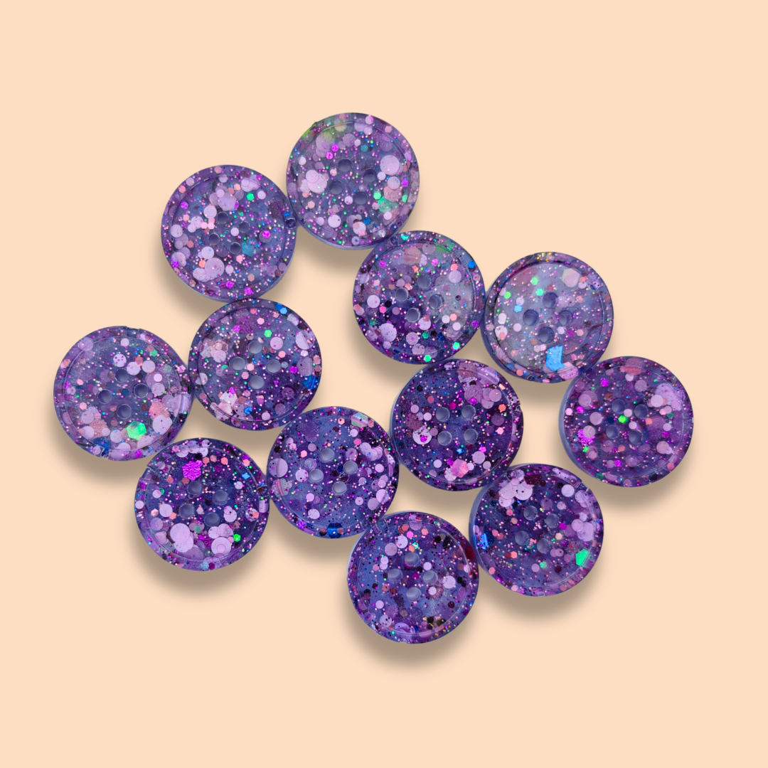 Knappar 20 mm [lila konfetti, styckvis]